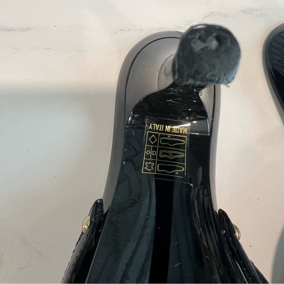 DIOR CANNAGE BLACK PATENT LEATHER BOW SLIDE SANDALS SIZE 38.5 - Picture 12 of 16